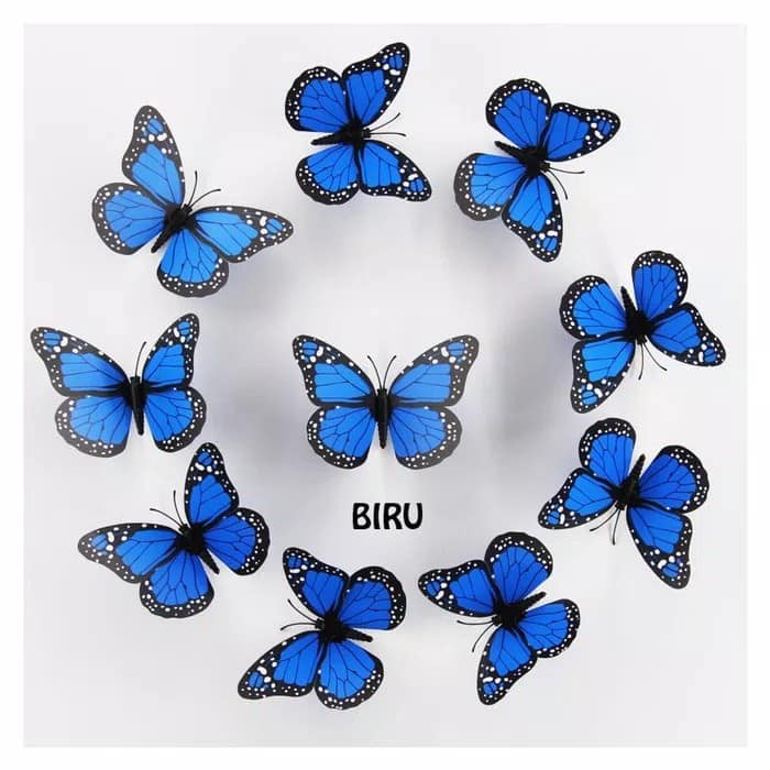 3d Butterfly Decoration Magnet Bintik Biru Kupu Kupu Hiasan Dinding 3 Dimensi Wallsticker