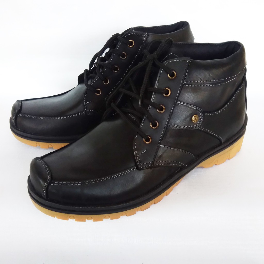 Jual Sepatu Boots Pria Kulit Asli Hitam Kerja Proyek Shopee Indonesia