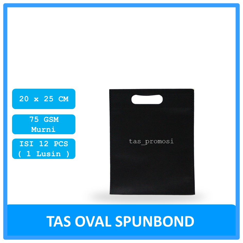 Goodie Bag Spunbond Oval 20x25 Hitam Satuan / Tas Spunbond Polos