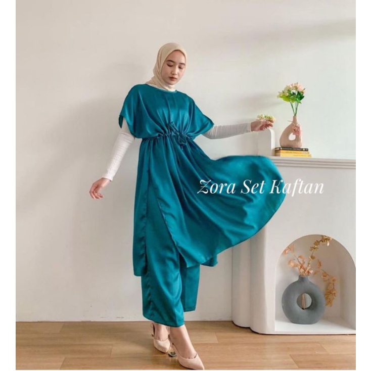 BISA COD ZORA SET KAFTAN SETELAN CELANA ATASAN KAFTAN POLOS SETCEL TUNIK KAFTAN JUMBO BATWING KURUNG