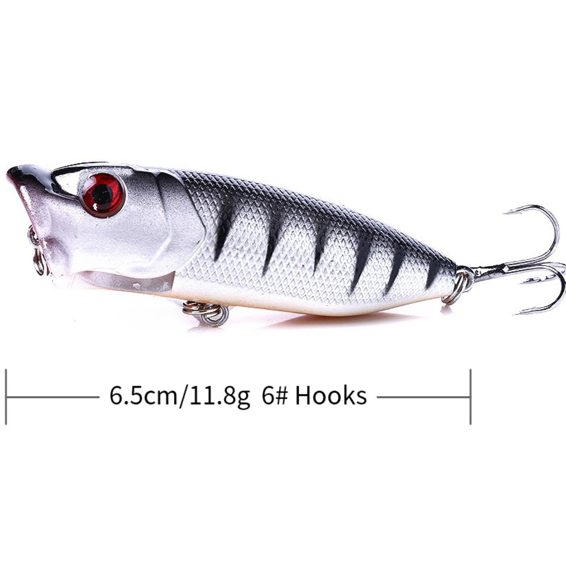 HENGJIA 1Pcs 6.5cm/11.8g Popper Umpan Pancing Metal Kait Topwater Fishing Lure Ikan Bait Bass Tackle