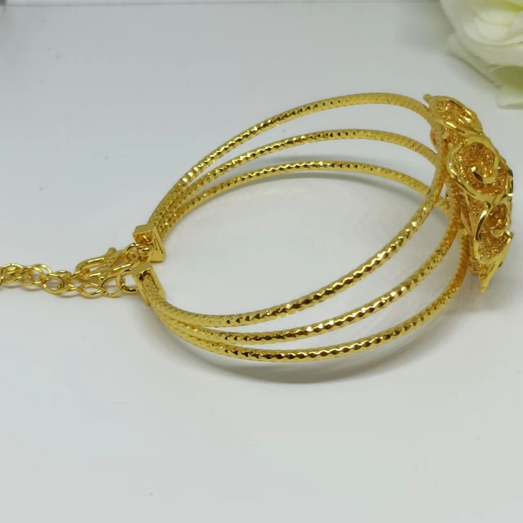 Gelang Tangan Titanium Bulat Bunga Kendari Gelang Dubai Lapis Emas 24karat Gold Dubai Xuping