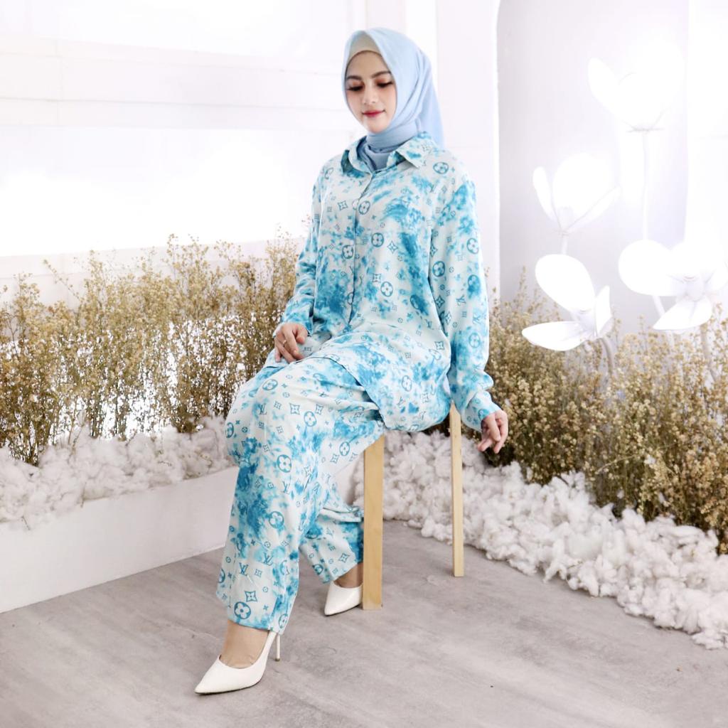 Setelan Motif Setelan Azinah Bahan Rayon Premium Size XXL