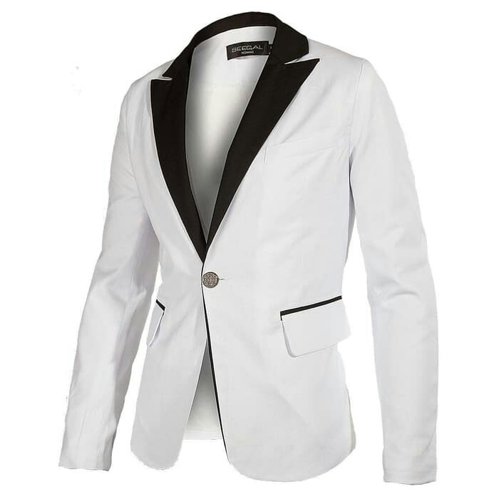 BLAZER PRIA WARNA PUTIH OREGON WHITE MODEL SLIMFIT TERBARU HIGH TWIST NIKAYU