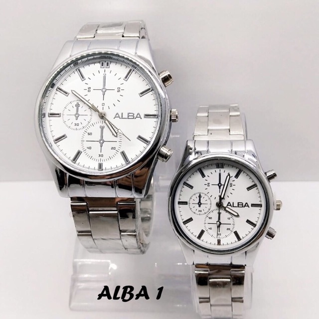 jam tangan couple alba silver variasi crono murah