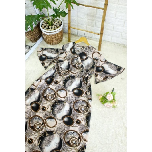 emely motif dress kimono rayon panjang