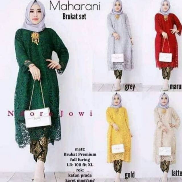 Maharani brukat set || set longtunik rok span katun prada