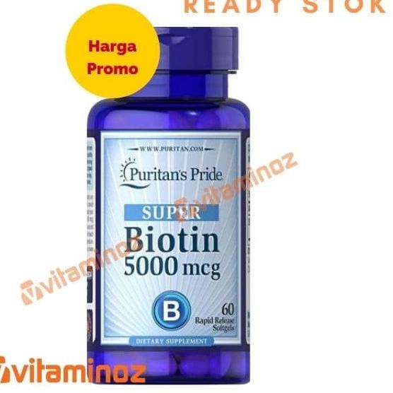 ➫ Puritan's Pride Super Biotin 5000 mcg 60 Softgel -Pertumbuhan Rambut ❃