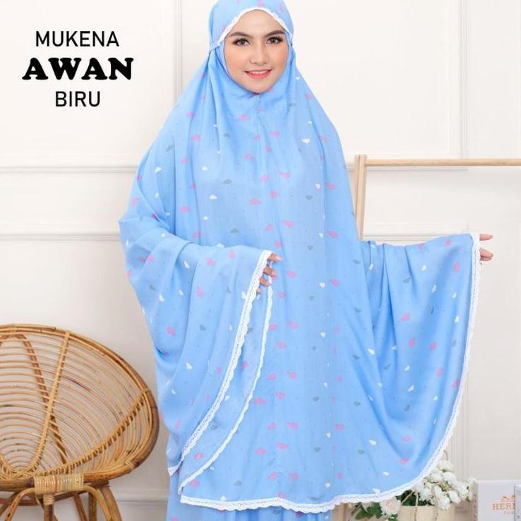 SRL.21Jl22ᴴ– Mukena Dewasa Adem Motif Karakter Awan Cantik Lucu Bahan Rayon Dingin Model Elegan