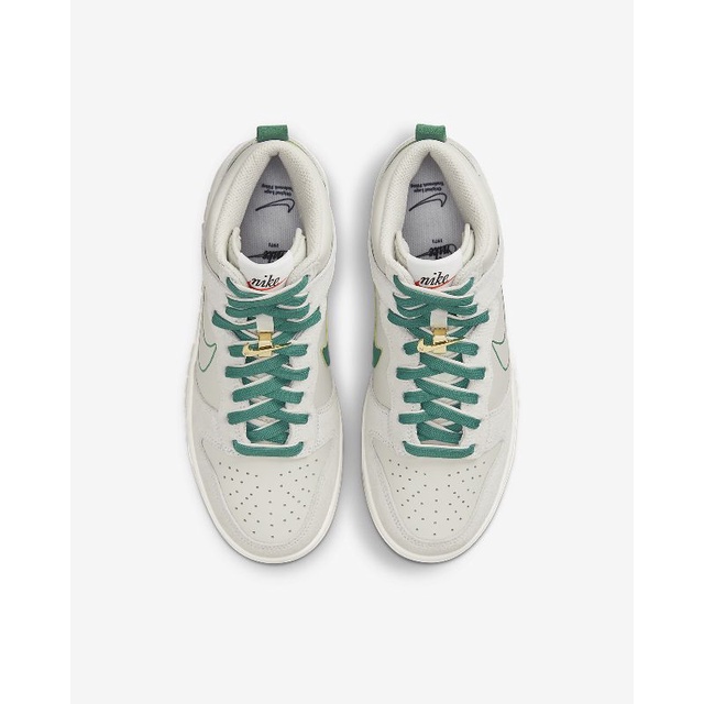 nike dunk high first use light bone green noise