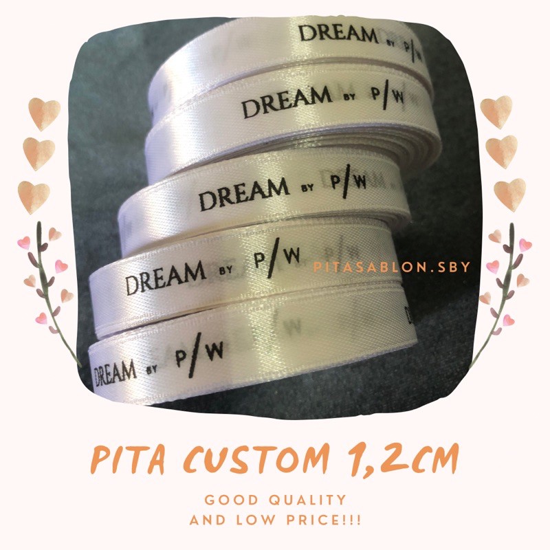 Label Pita sablon florist untuk hijab, baju, boneka dan souvenir