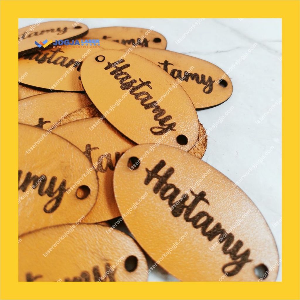 Label Kulit Sapi Asli Custom ukuran Small