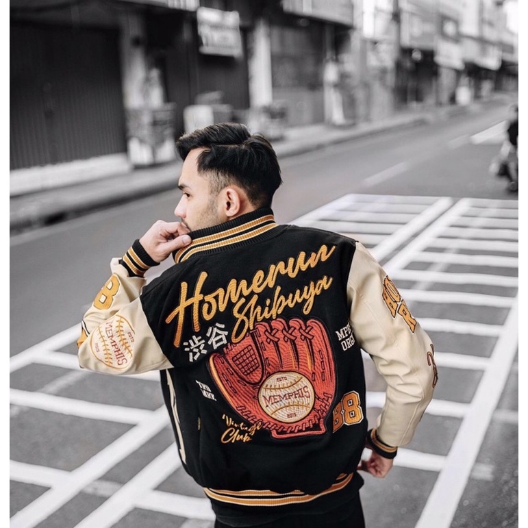 JAKET VARSITY JAKET BASEBALL PRIA WANITA JAKET BASEBALL RACING PRIA WANITA JAKET BOMBER KAMIKAZE - ORIGINS - HOMERUN VARSITY JACKET BAHAN FLEECE TEBAL Bahan-3