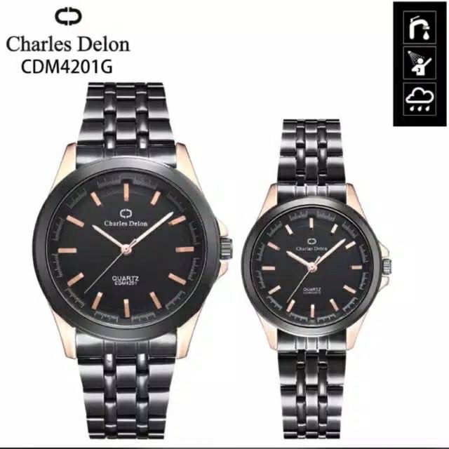 jam tangan couple charles delon rantai original anti air