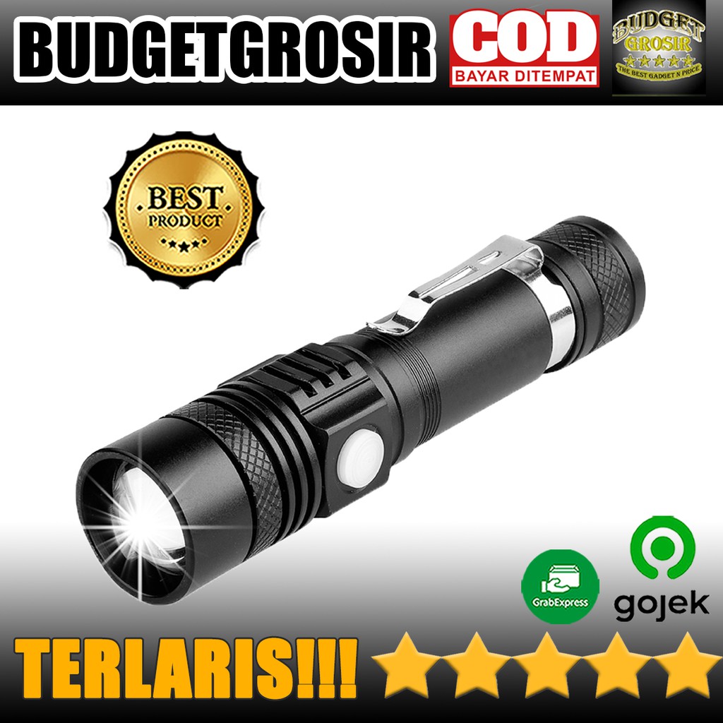 Pocketman Senter LED USB Rechargeable XML-T6 6200 Lumens 10W - TaffLED