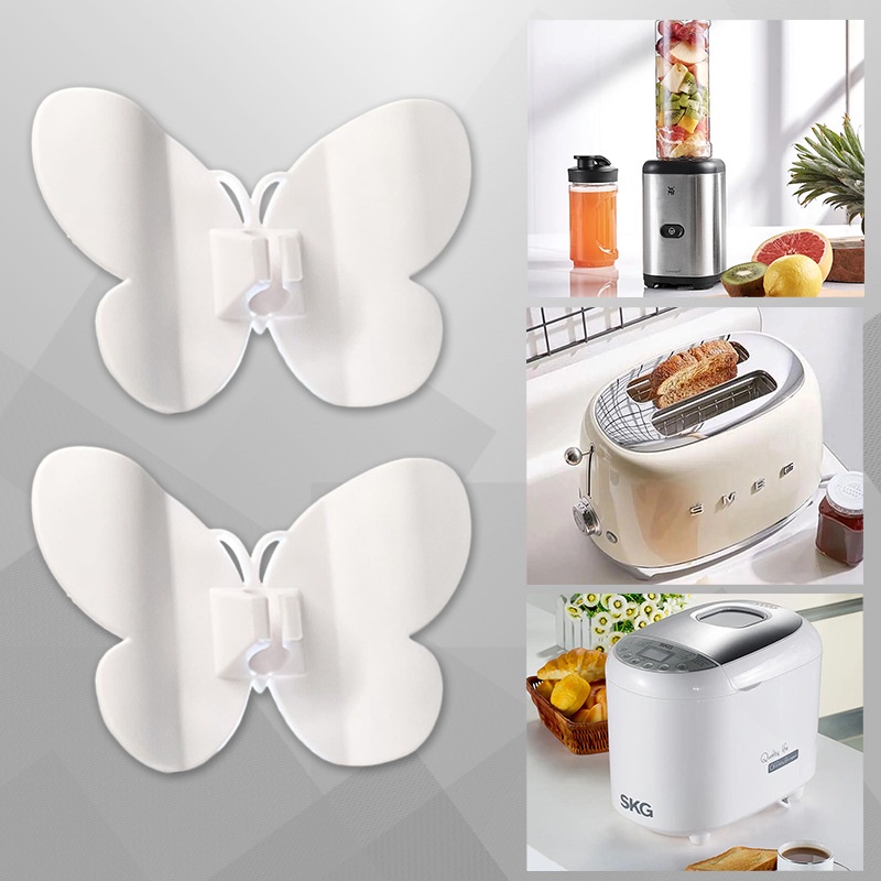 2pcs Klip Holder Kabel Listrik Model Butterfly Dengan Perekat Untuk Dapur