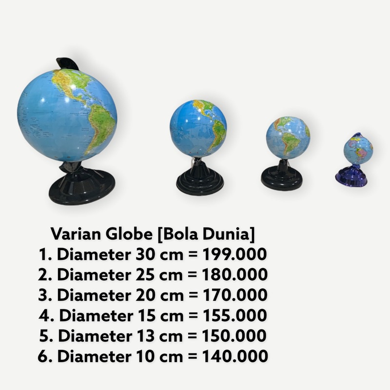 

[PROMO] GLOBE - BOLA DUNIA DIAMETER 25,20,15,13,10 CM