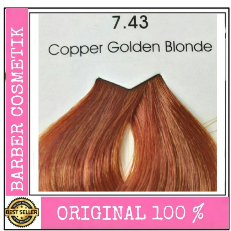 cat rambut loreal majirel maji fashion 7.43 Copper golden blonde + oxidant