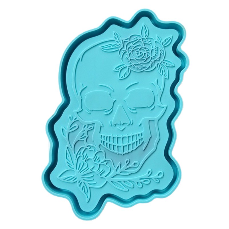 Glitter Skull Tray Epoxy Resin Mold Serving Plate Board Coaster Casting Silicone Mould DIY Crafts Jewelry Home Decorations Tool