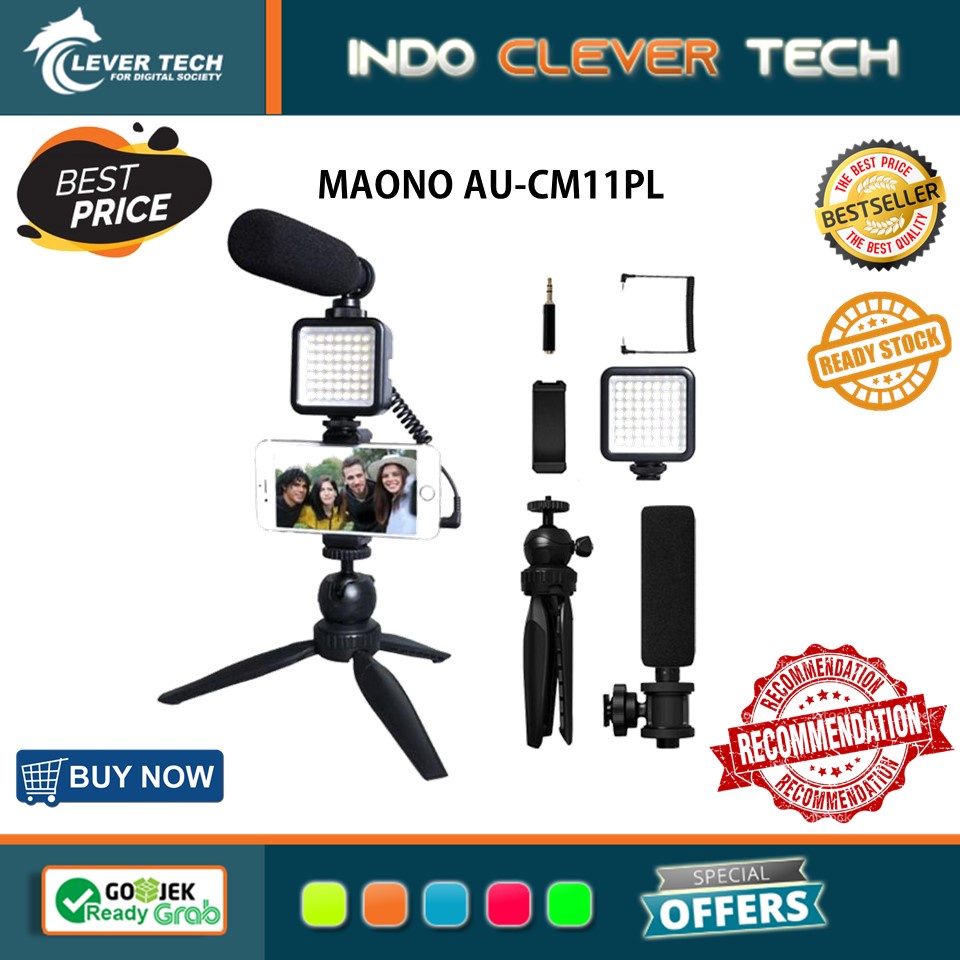 Maono AU-CM11PL Microphone Recording with Led Light Vlogging