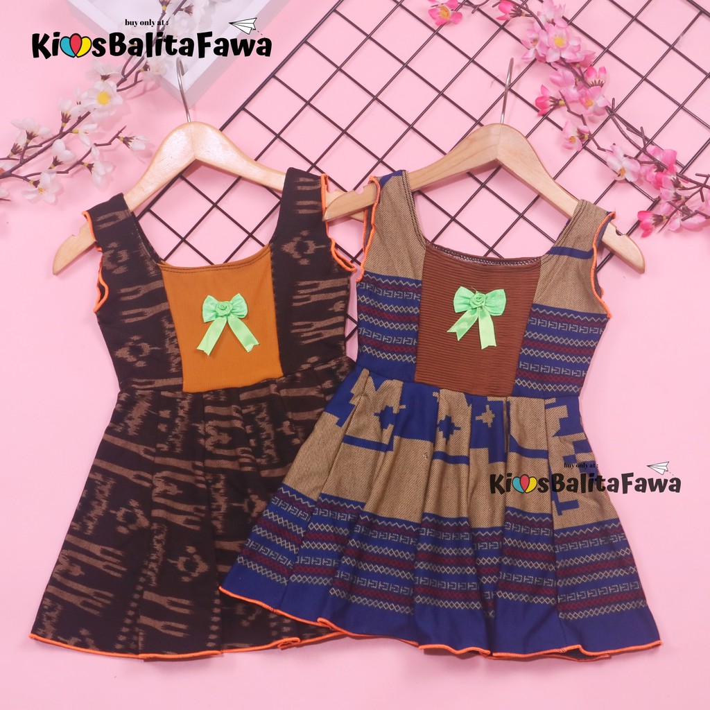 Dress Marsha Uk Bayi - 3 Tahun / Dres Batik Baju Baby New Born Perempuan Gaun Tenun Bahan Adem Cewek