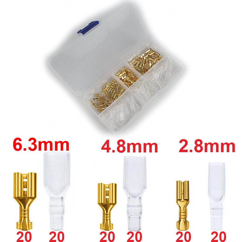 Terminal Wire Crimp Connector Spade Kit 270 PCS - 120 PCS - Terminal konektor kabel listrik - Skun kabel - konektor penyambung kabel cepat - Kabel Kawat TEMBAGA Terisolasi - Konektor Kabel Listrik