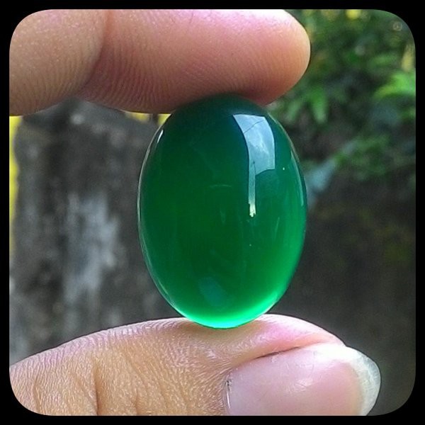 CINCIN NATURAL GREEN CHALCEDONY IJO BOTOL RASA BACAN BIG SIZE