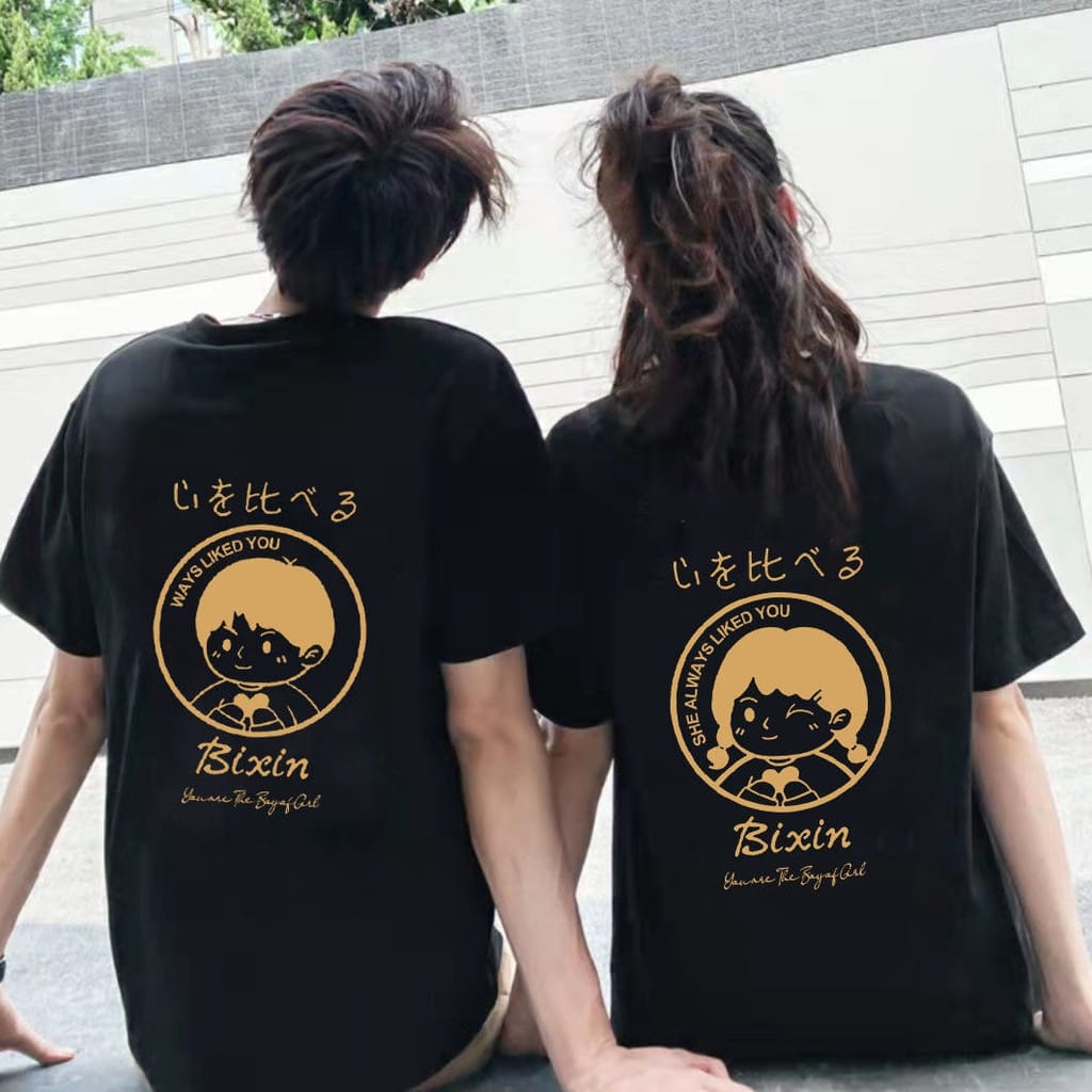 MYSTIQUE.ID-BAJU KAOS COUPLE GOLDEN BIXIN T-SHIRT LUCU DAN AESTHETIC