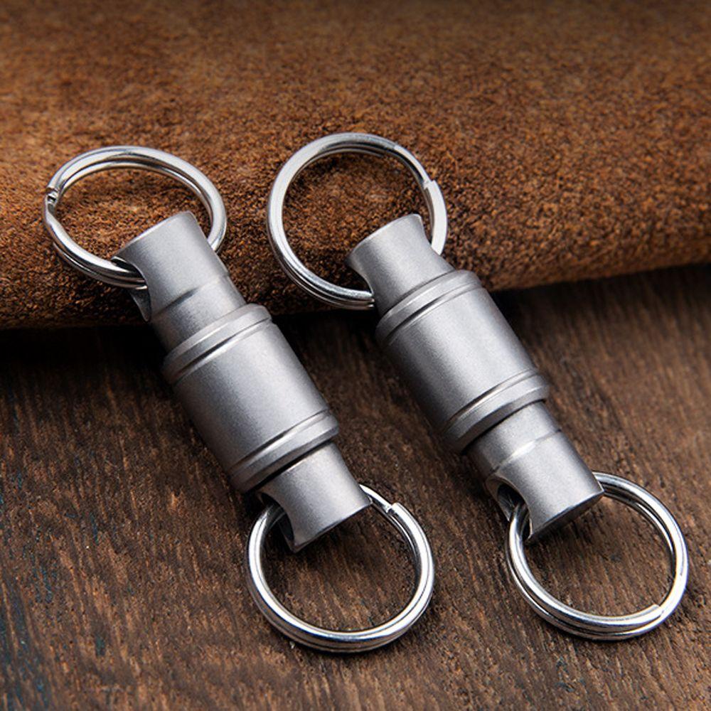 [Elegan] Titanium Alloy Keyring Removable Klip Tahan Lama Rilis Cepat Sabuk Pinggang Dual Detachable Pull Outdoor Tool Keychain