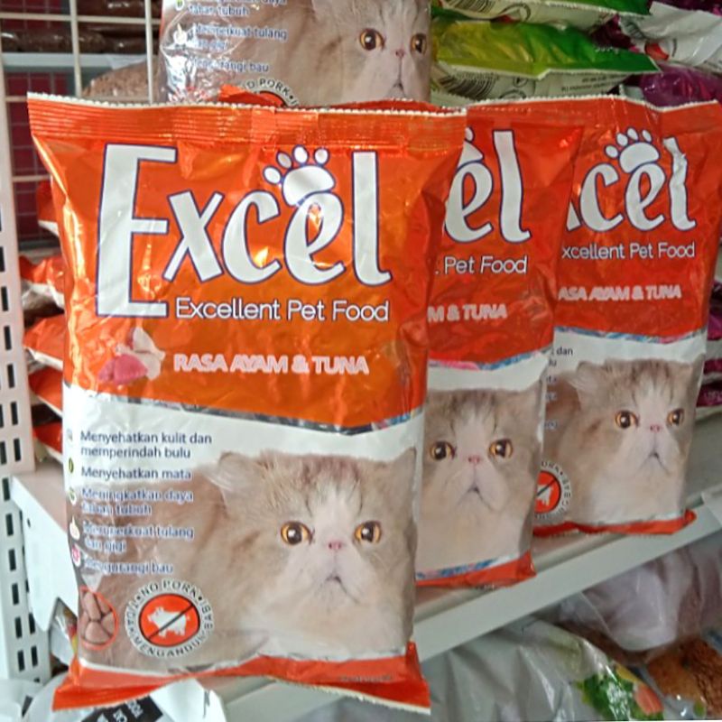 Gojek Grab Makanan Kucing Excel Cat Ayam &amp; Tuna (segitiga) 20kg - Sekelas