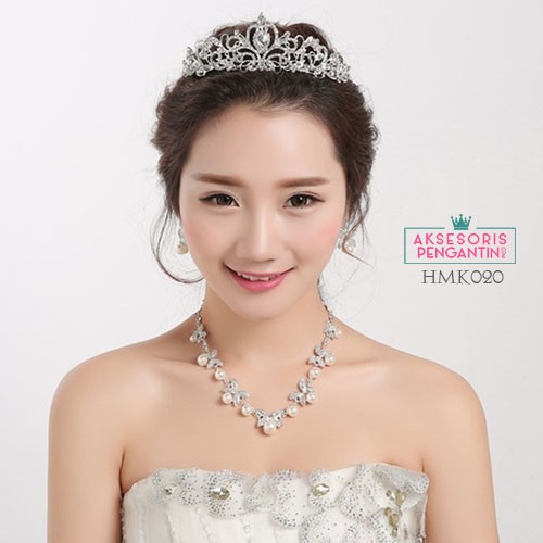 Aksesoris Royal Wedding Modern l Paket Crown Kalung Anting Wedding- HMK020