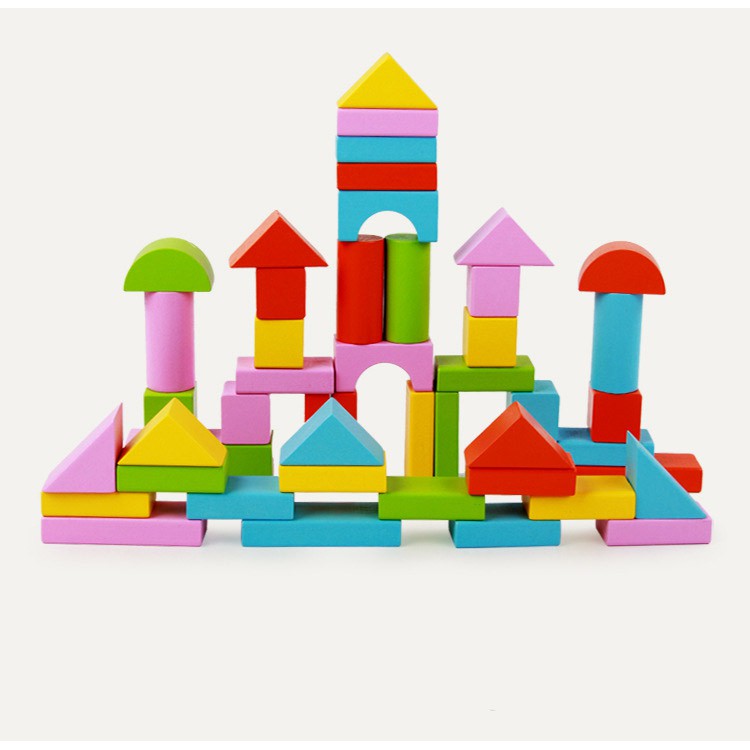 SHT Building Blocks Huruf Dan Angka isi 50 Pcs Mainan Balok Susun Wooden Toys Mainan Kayu