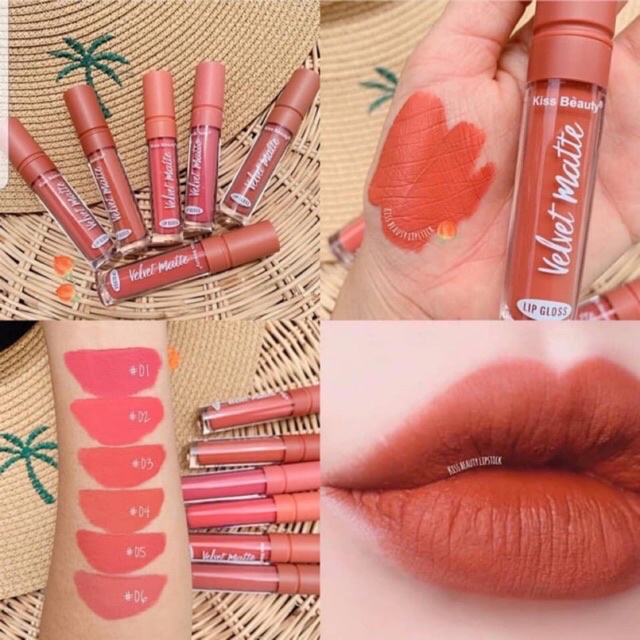 READY!! [Per Batang] Lipcream Kiss Beauty Velvet Tutup Rata / Bulat