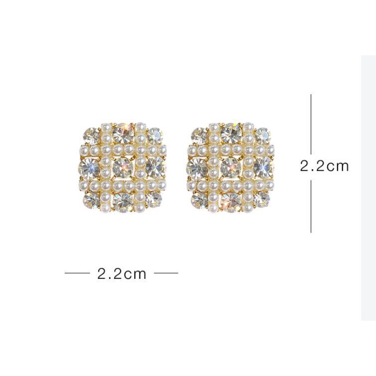 925 jarum perak elegan sosialita buatan rhinestone mutiara anting-anting trendi Korea anggun online