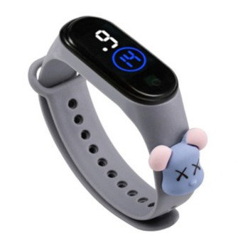 MoonLand JT203 Jam tangan anak  Elektronik Tahan Air IP67 Motif Kartun Anak Laki-laki Perempuan LED-Grey GloomyBear