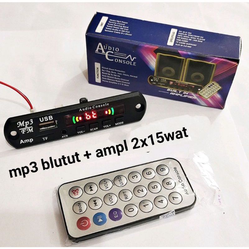 Modul MP3 bluetooth plus amplifier tinggal sambung ke speaker 9v - 12v Dc mp3 ples ampli