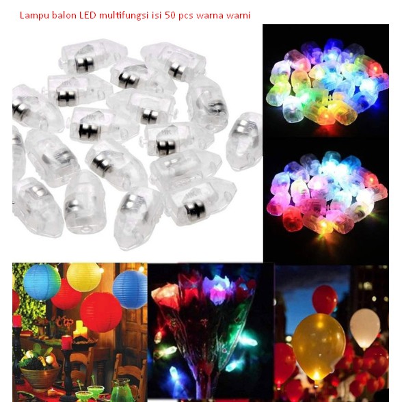 Lampu balon LED multifungsi isi 50 pcs warna warni