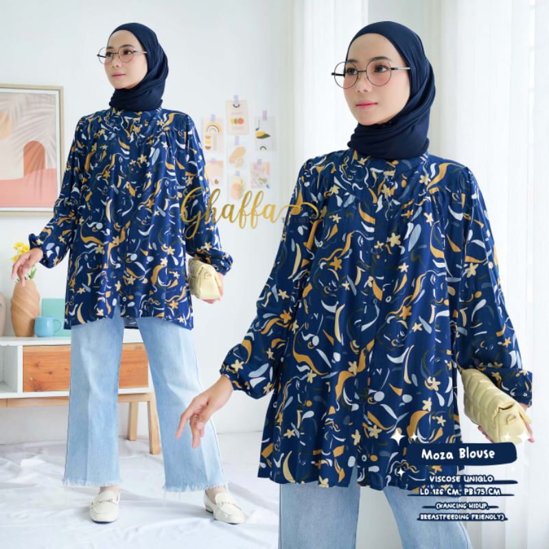 Moza blouse motif abstrak by ghaffa the label