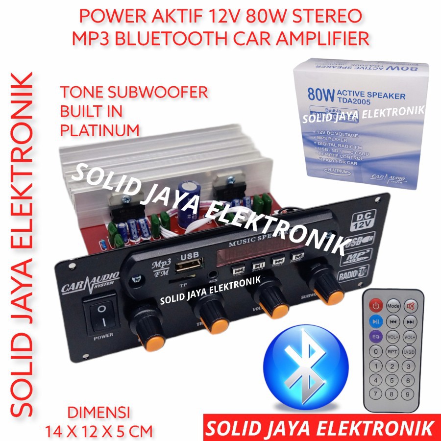 KIT POWER SPEAKER AKTIF 12V DC 80W TDA2005 AKI ACCU MP3 BT BLUETOOTH MOBIL CAR AMPLIFIER AMPLI STEREO TDA 2005 80 W WATT PLUS PANEL ACTIVE SPEAKER SUBWOOFER SUB PLATINUM ASLI ORI ORIGINAL