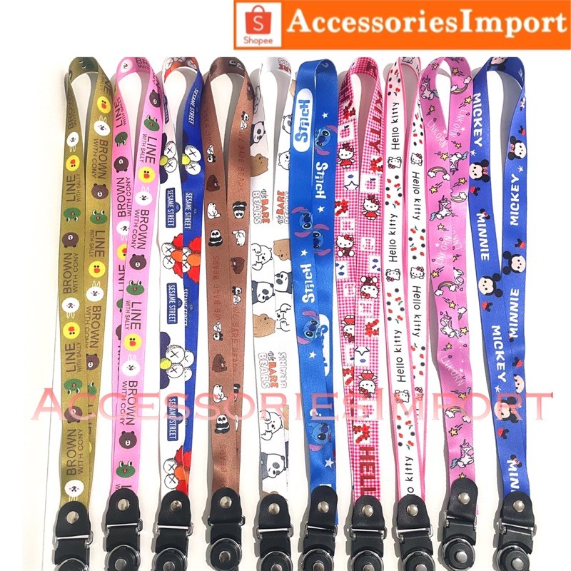 TALI GANTUNGAN HP/ KARTU/ KUNCI/ USB/ LANYERD/ NECK STRAP MOTIF KARTUN/ BAYAR DITEMPAT/ COD