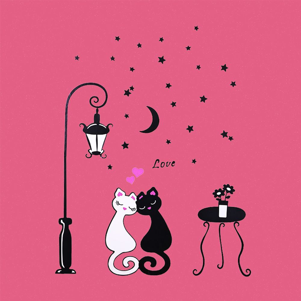 Stiker Dinding Dengan Bahan Pvc Dan Gambar Kartun Kucing Untuk