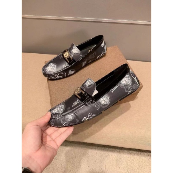 sepatu loafer vers4ce pria slip on cowok mirror men shoes top moccasin