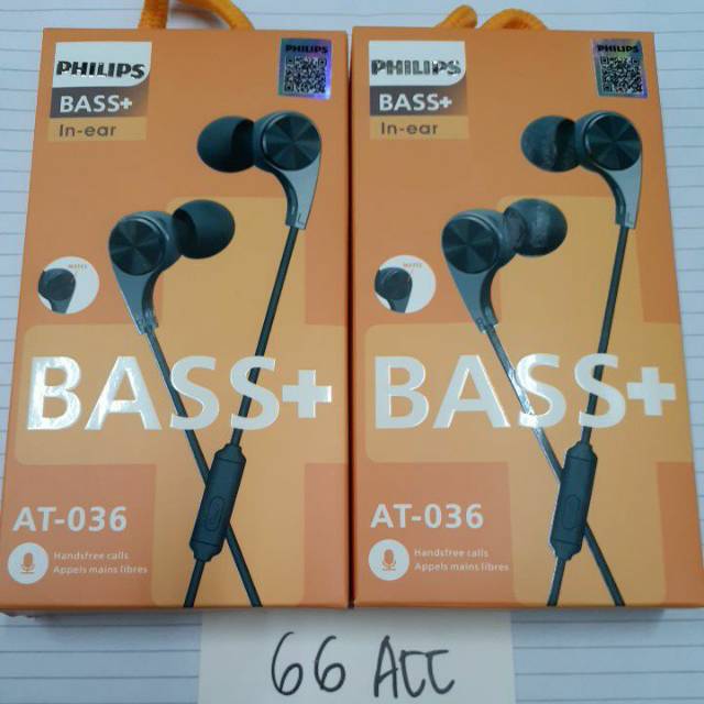 Earphone BASS+ PHILIPS AT-036 / Handsfree Philips Bass + AT - 036