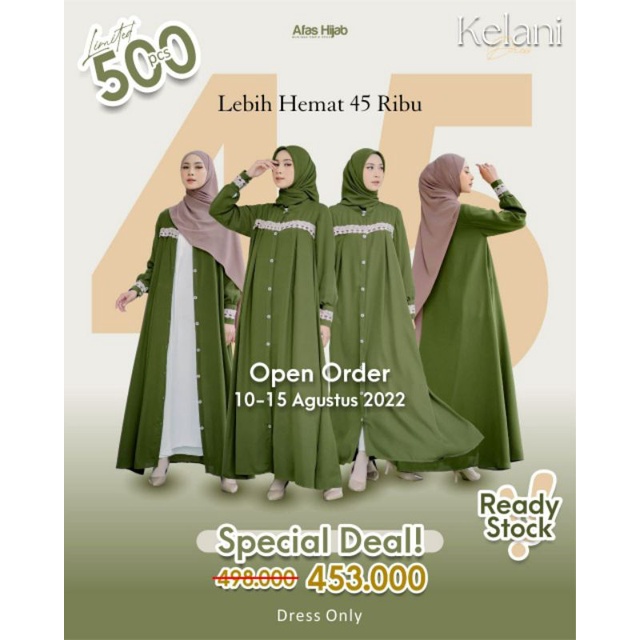 Kelani Dress by Afas hijab Original | Gamis Outer | Gamis kekinian