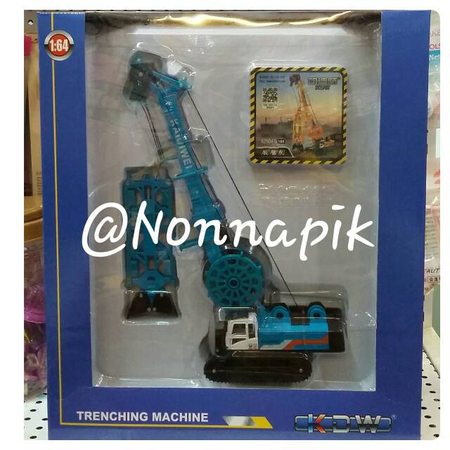 Diecast Alat Berat Trenching Machine KDW Yellow / Blue Truck 1:64