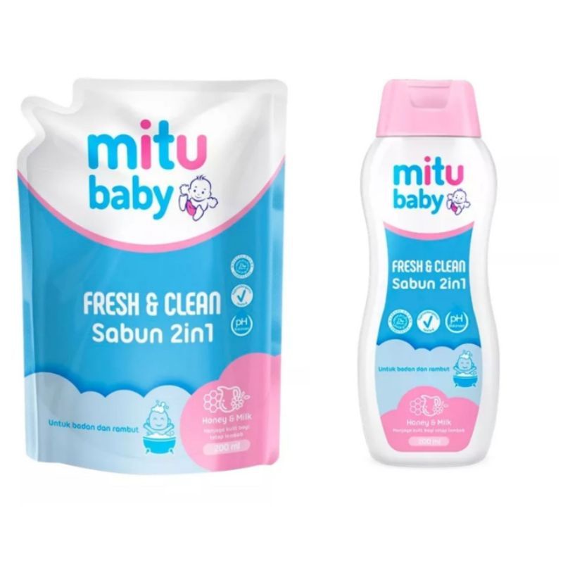 Mitu Fresh &amp; Clean Sabun 2 in 1 kemasan Botol 200 ml / Refill 200 ml