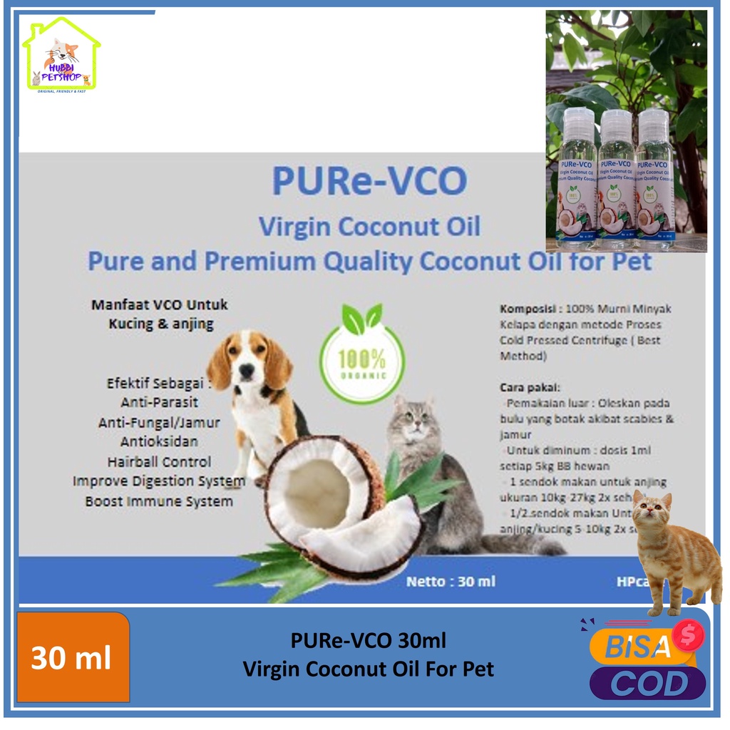 VCO Kucing 30ml - Obat Anti Jamur Kucing Anjing Kelinci Ampuh - Virgin Coconut Oil VCO 30 ml