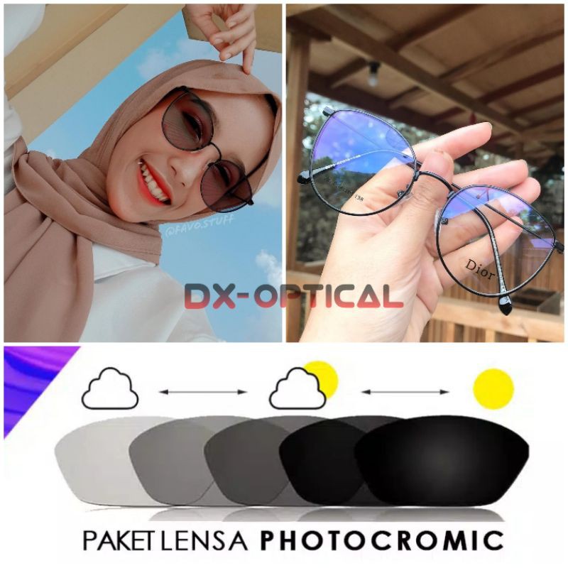 PAKET PHOTOCROMIC / Frame Kacamata 6037 / Frame Kacamata Anti Radiasi UV / Kaca Mata Cewek