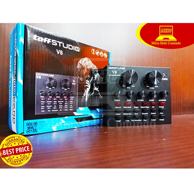 V8 SoundCard Audio untuk HP PC Mac Live Broadcast Karaoke Smule WeSing