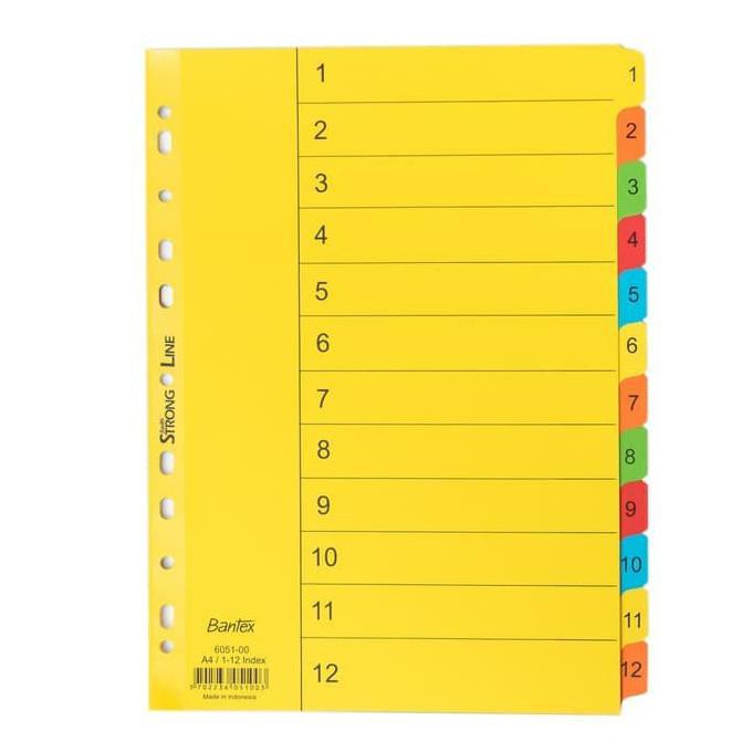 

BEST SELLER Pembatas Kertas / Divider Bantex A4 1-12 angka 6051 TERJAMIN